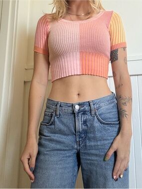 Colorful Ribbed Crop Top
